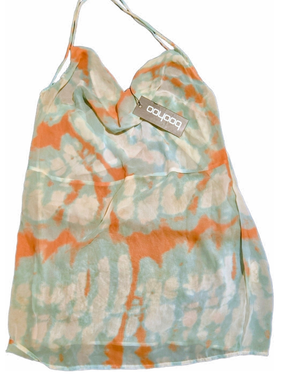 Baboo Tie-Dye Halter Micro Cover Up in Mint, Coral & Cream